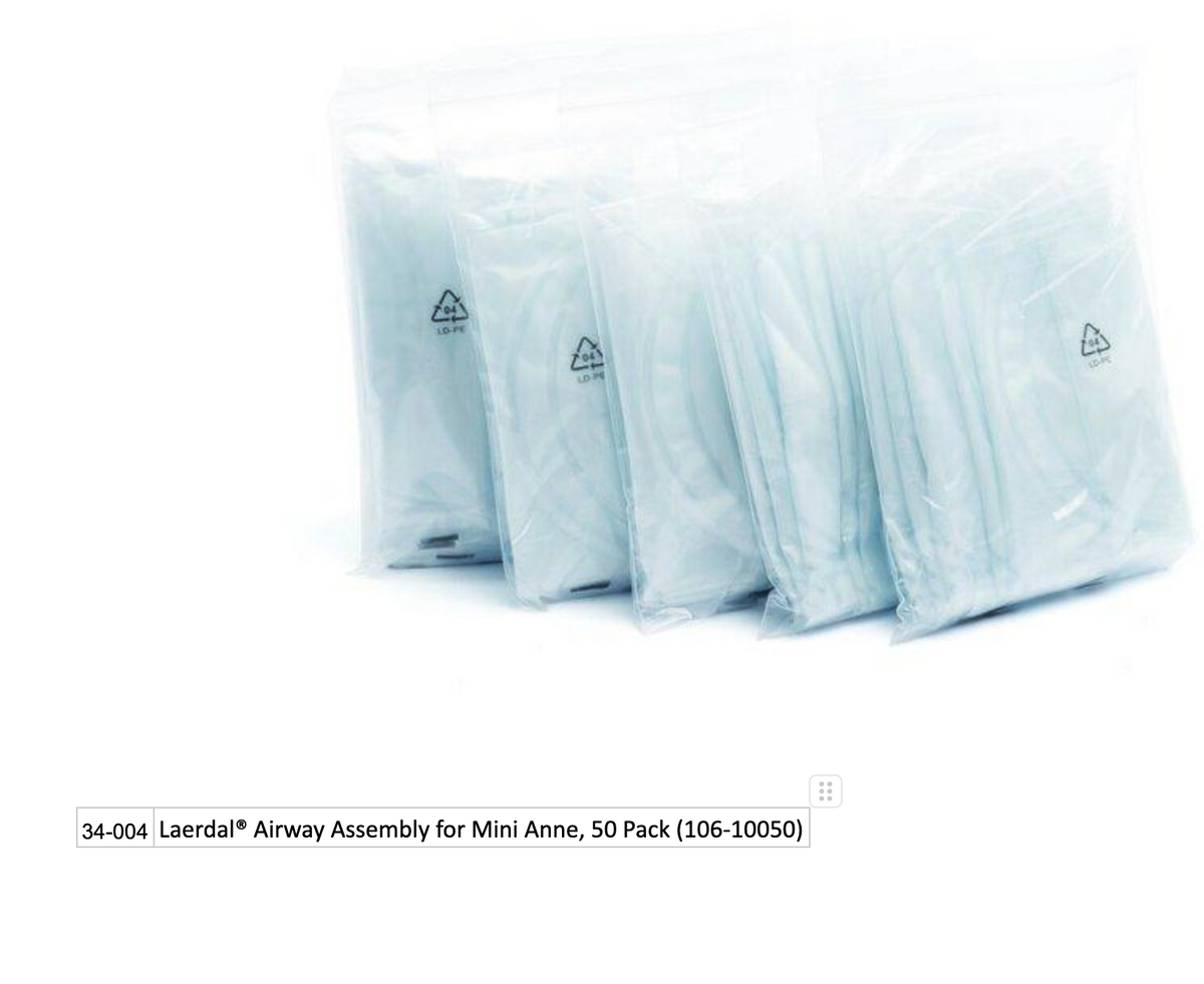 Laerdal Airway Assembly for Mini Anne, 50 Pack (106-10050)