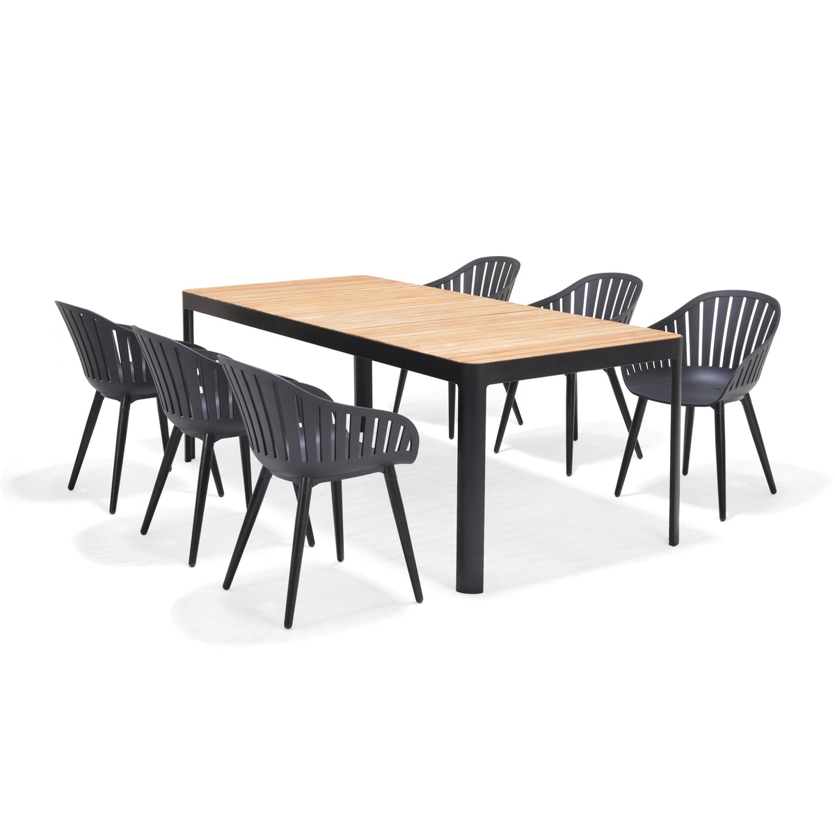 LifestyleGarden Portals Dark 7 Piece Patio Dining Set with Nassau Chairs
