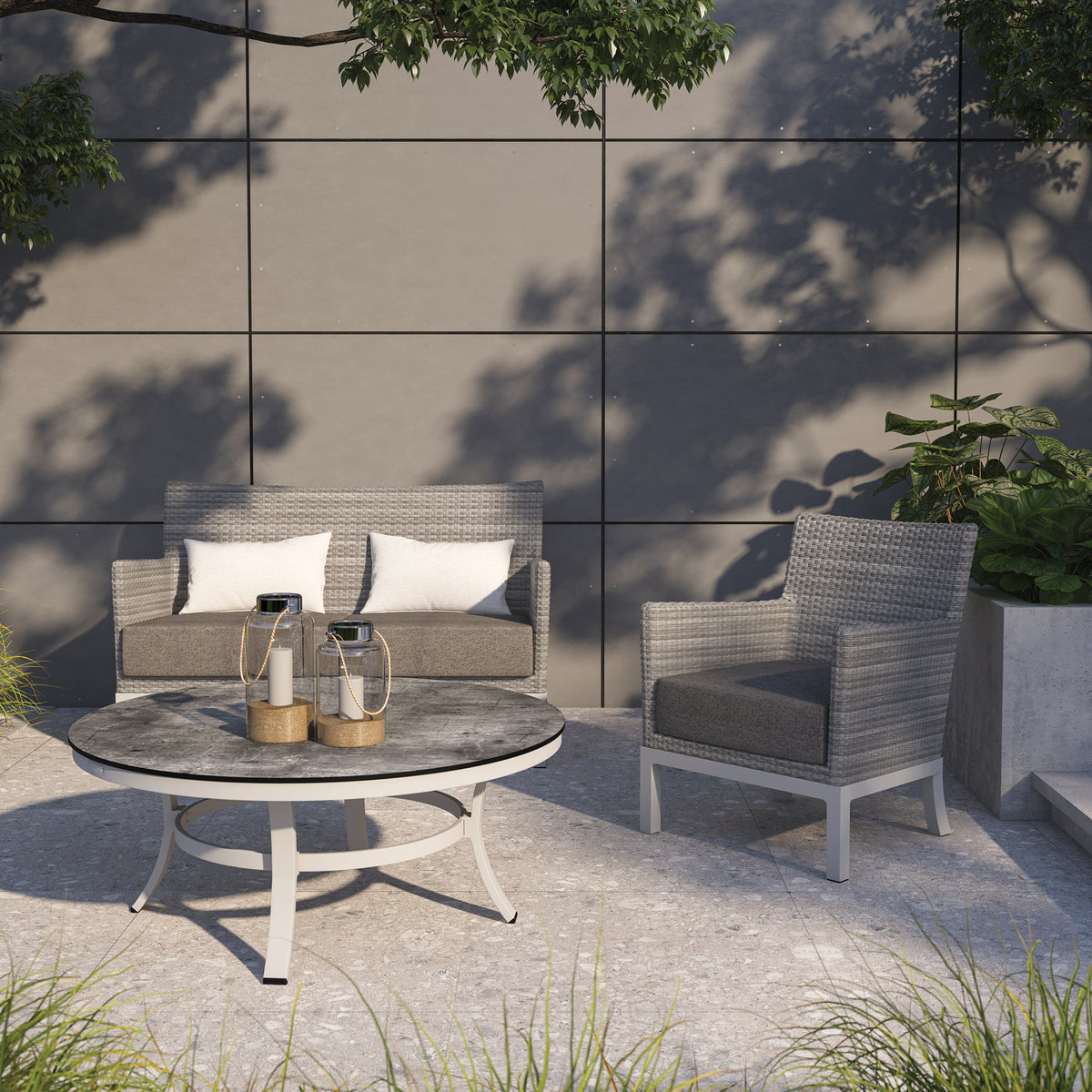 Argento woven seating staged on a terrace