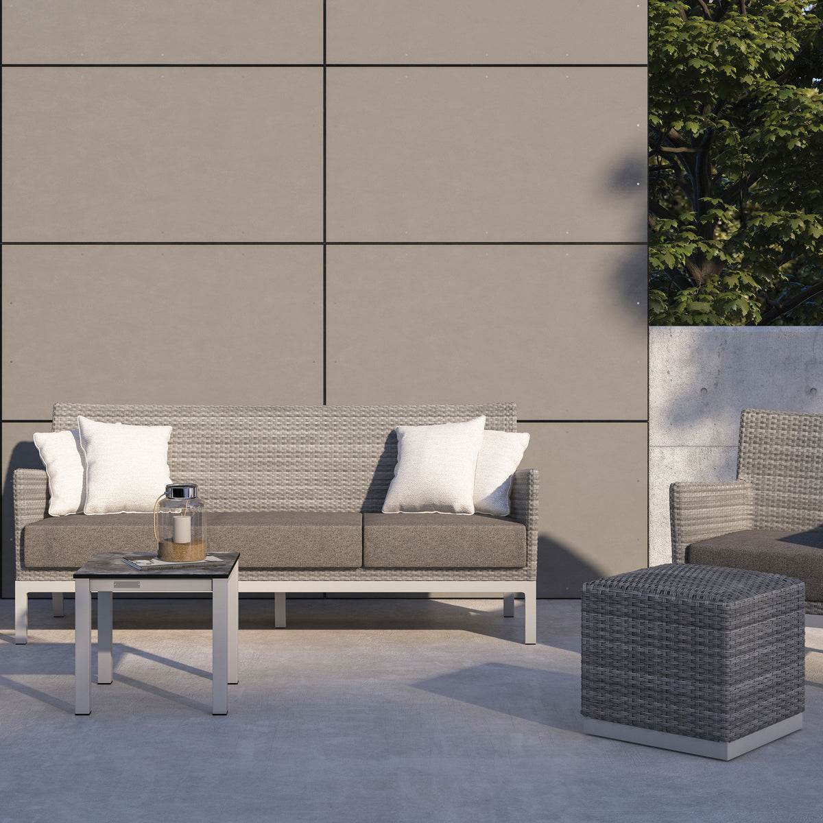 Argento woven lounge seating arranged outdoors