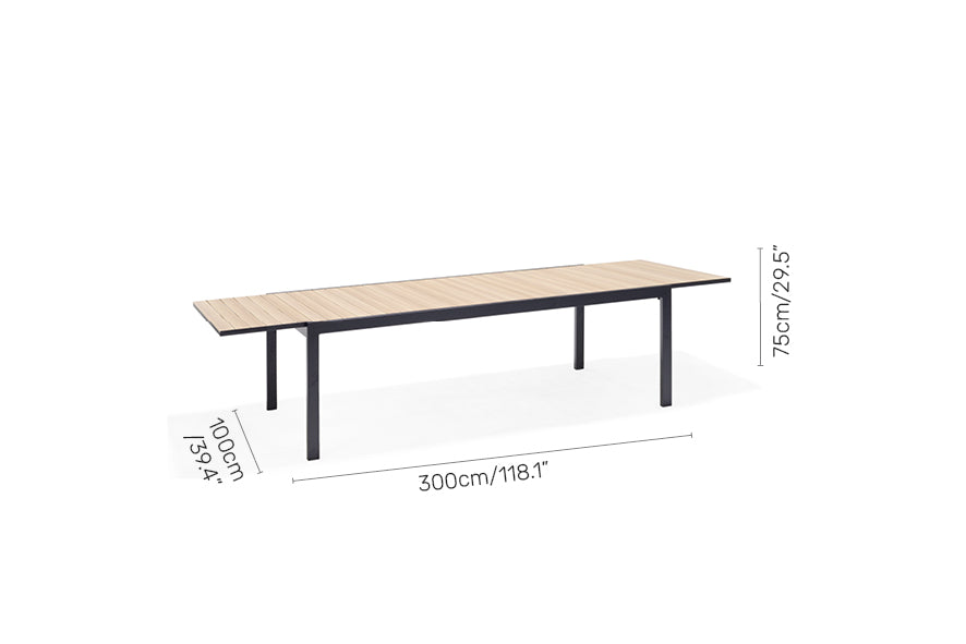 LifestyleGarden Panama Dark Aluminum Extendable Outdoor Dining Table
