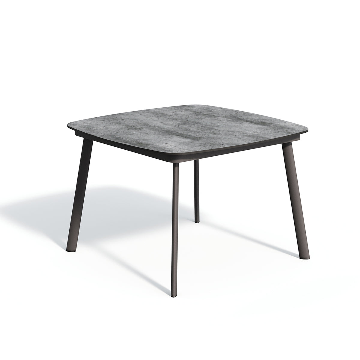 Oxford Garden Eiland 45" Square Dining Table with an HPL Skyline top on a Carbon powder coated frame, shown on a plain white background