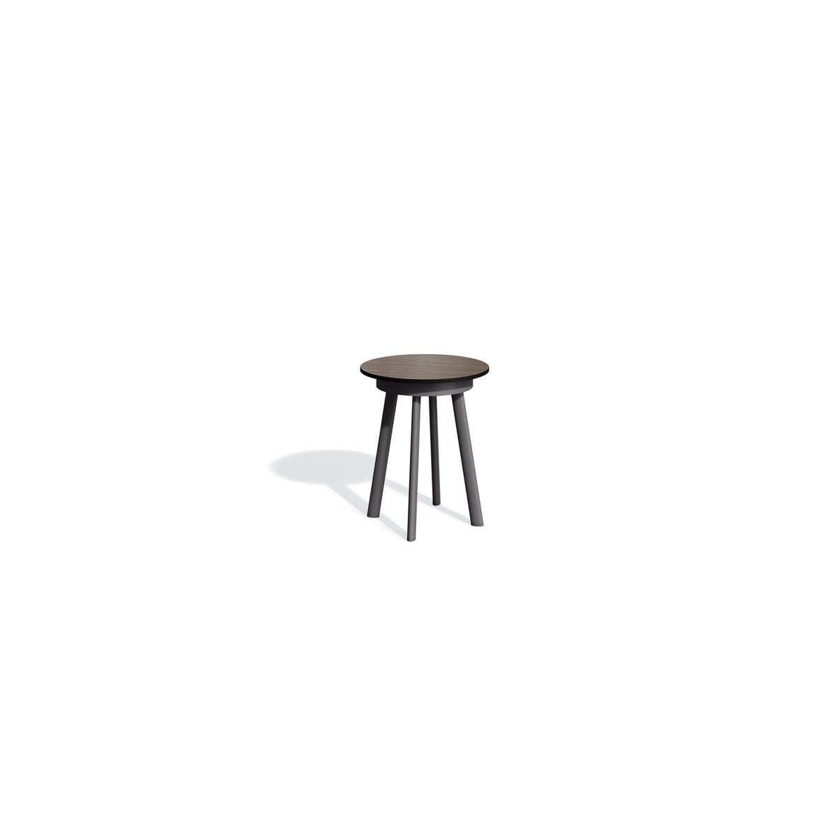Oxford Garden Eiland End Table in HPL Marshland Oak with Carbon powder coat shown on a plain white background