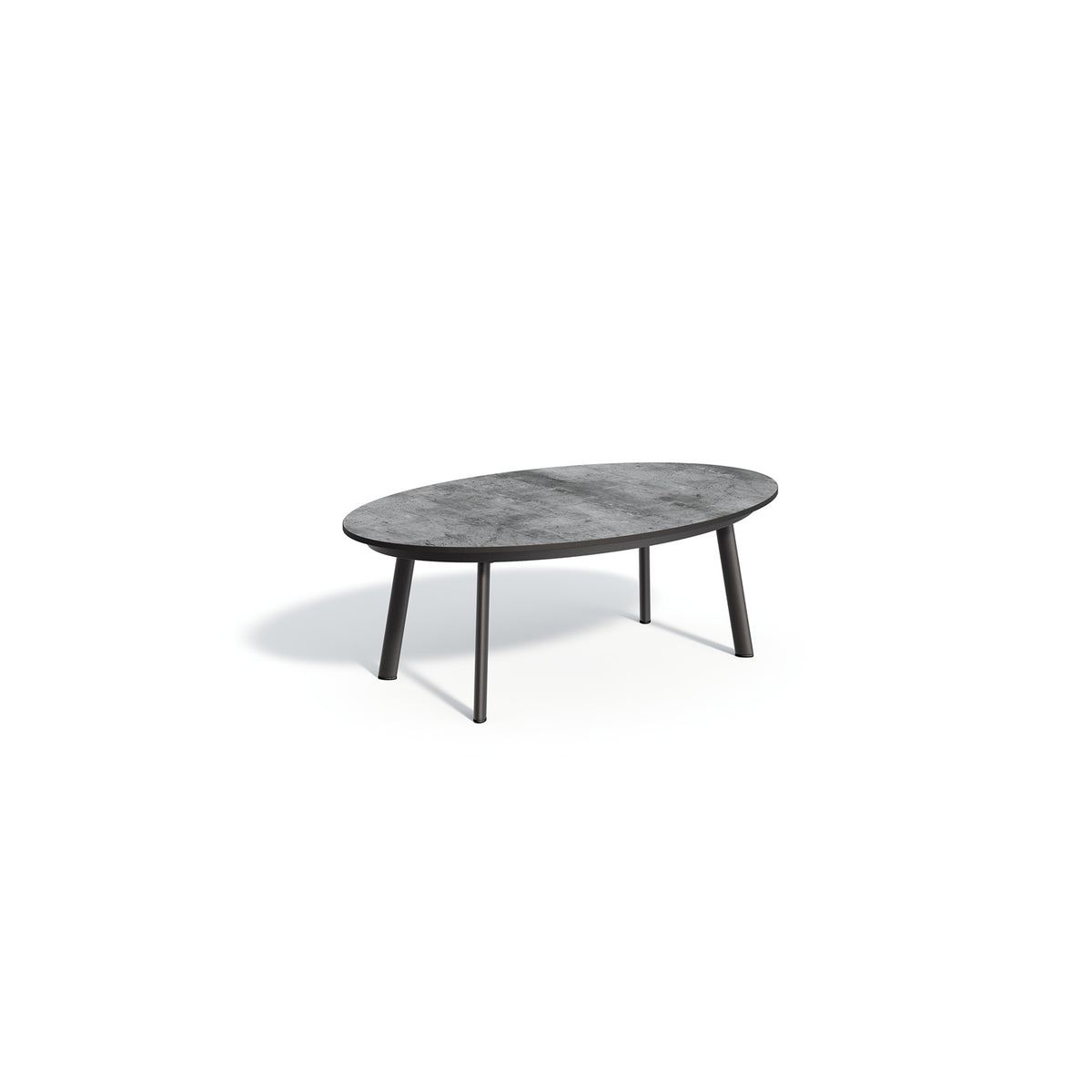 Oxford Garden Eiland Coffee Table in HPL Skyline with Carbon powder coat shown on a plain white background