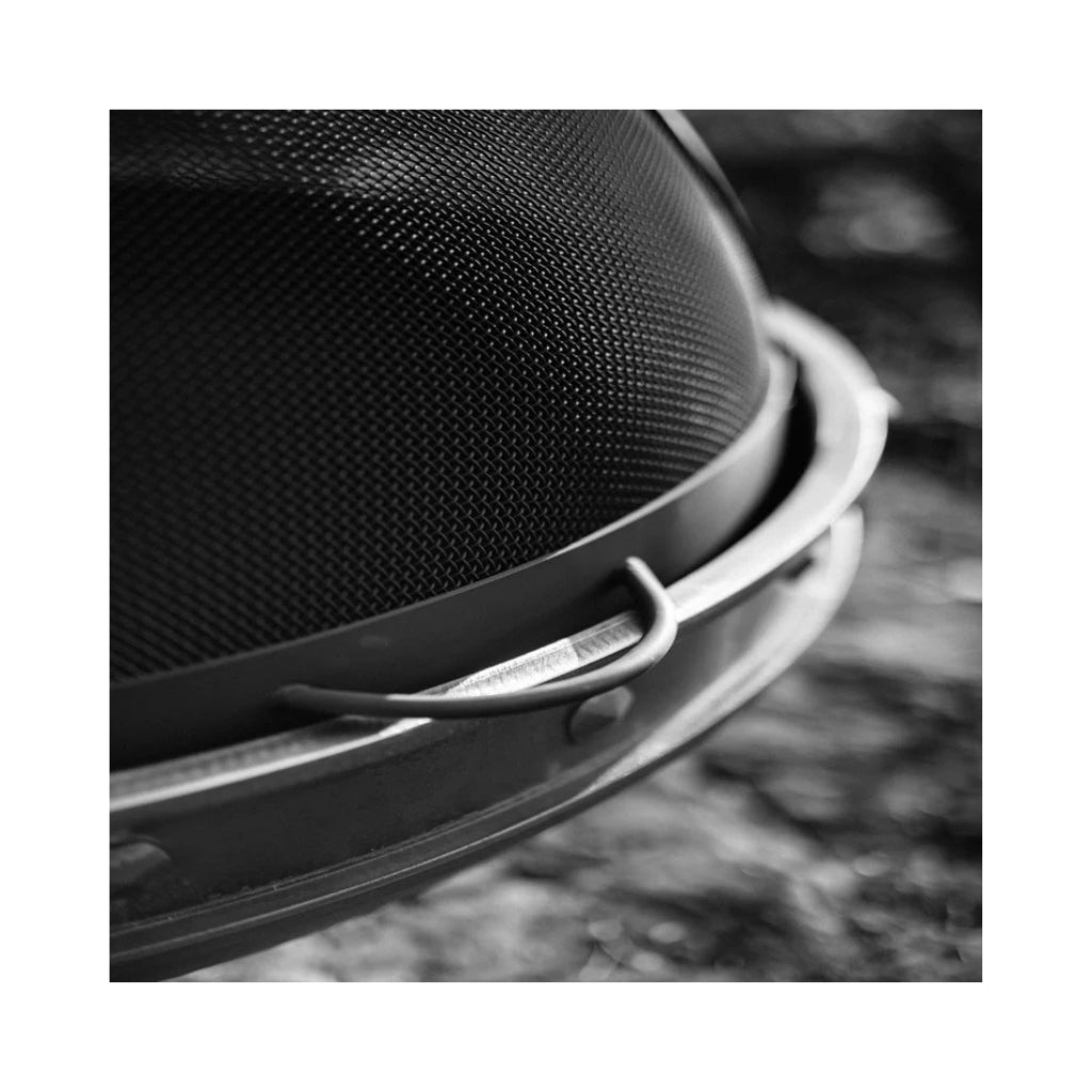 Fire Pit Art Spark Guard 36.0 featuring durable stainless steel mesh and sleek black finish.