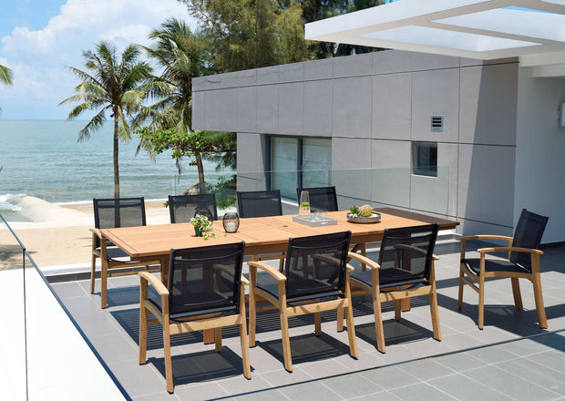 Amazonia Leyland Eucalyptus and Teak 7 Piece Extendable Patio Dining Set