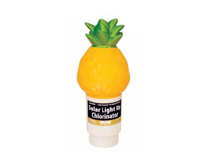 GAME Solar Pineapple Large Floating Chlorinator, Solar Powered LED's Light up the Feeder for up to 8 Hours After Dusk, 1" Tablets or (5) 3" Tabs | 12427-6PK-E-01