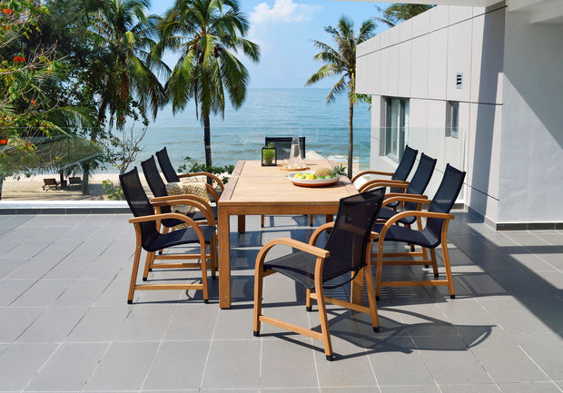 Amazonia Rinjani Teak and Aluminum 9 Piece Large Patio Dining Set