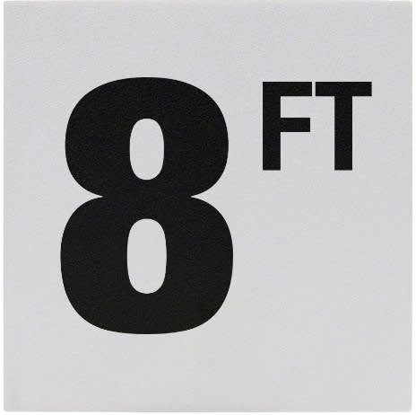 8Ft Sr Inlays 8 W/Ft Depth Marker-Ceramic Blk/White Skid Resistant 6" Depth Marker 8 Ft Skid Resistant 6In X 6In Ceramic | C620080