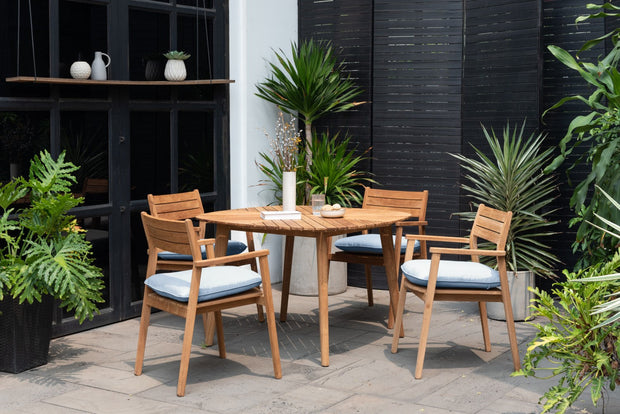 LifestyleGarden Jade Teak 5 Piece Square Patio Dining Set, Copen Blue