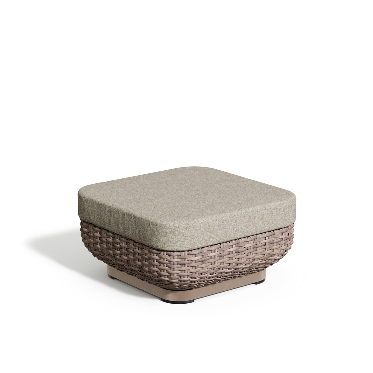 Square Nomi woven ottoman with a full size cushion on a low powder coated frame
