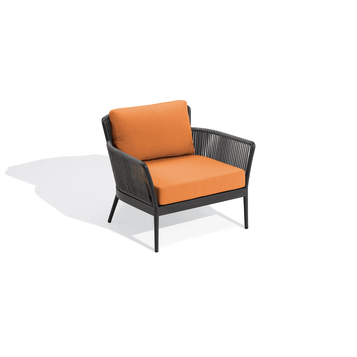 The same lounge chair with Tangerine olefin cushions