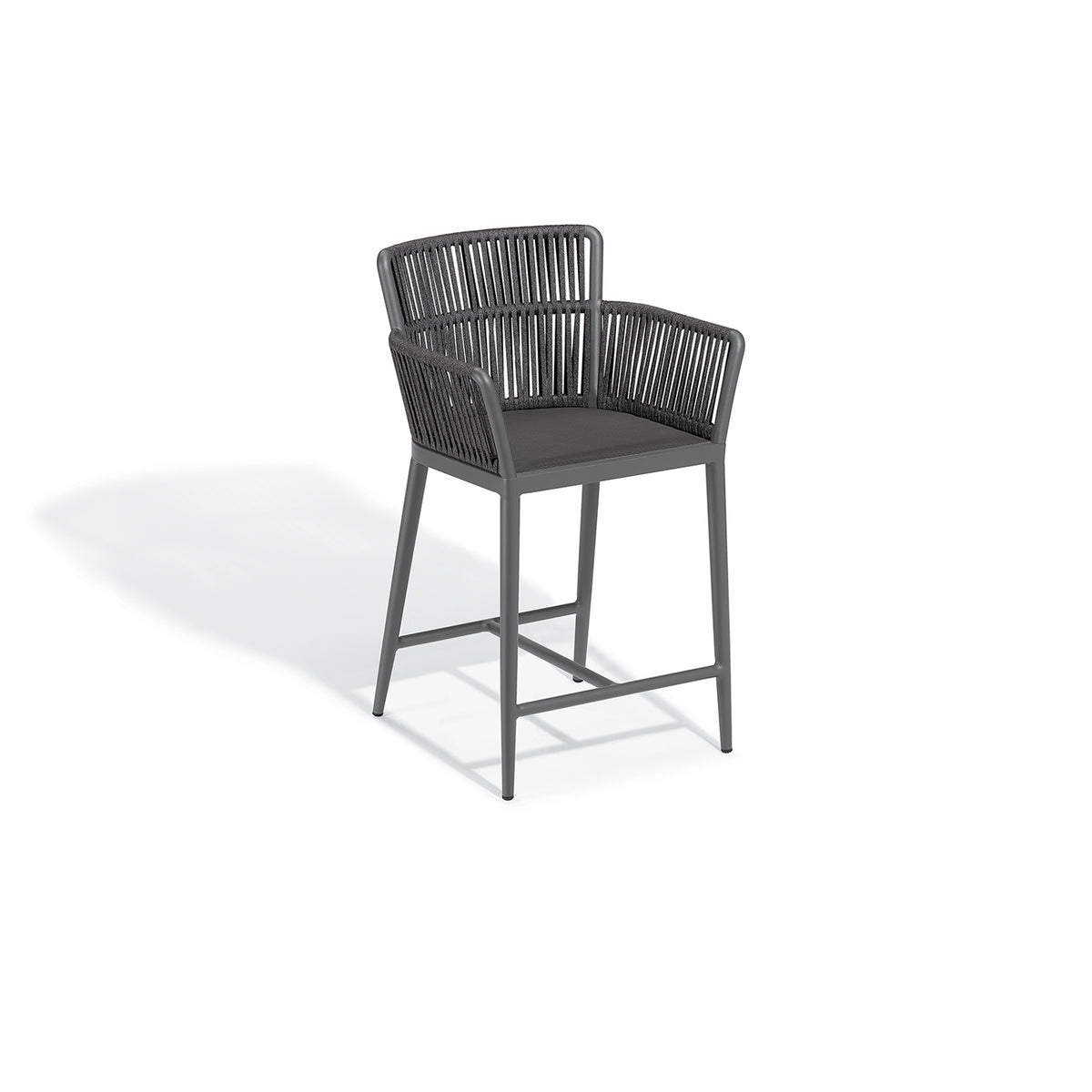 The same counter chair on an ashen powder coated frame