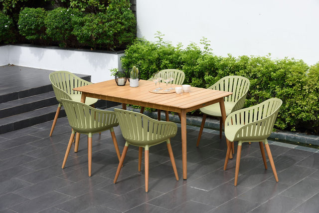LifestyleGarden Nassau 7 Piece Rectangular Patio Dining Set, Sage Green