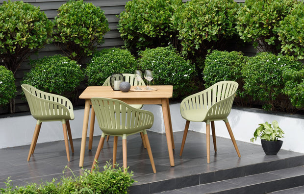 LifestyleGarden Nassau 5 Piece Square Patio Dining Set, Sage Green
