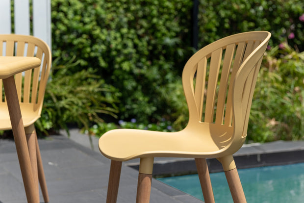 LifestyleGarden Nassau Outdoor Dining Side Chairs, Honey Yellow, Set of 2
