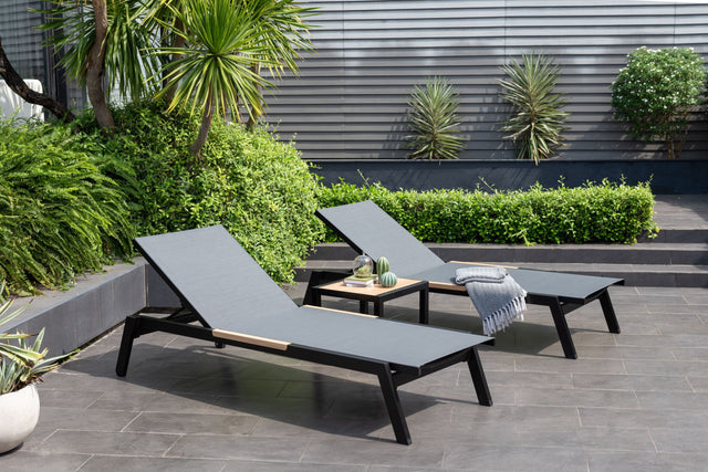 LifestyleGarden Panama Dark Outdoor Sun Lounger Set with Side Table, Set of 3