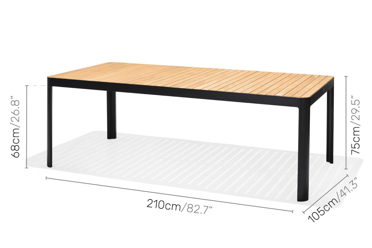 LifestyleGarden Portals Dark Rectangular Outdoor Dining Table