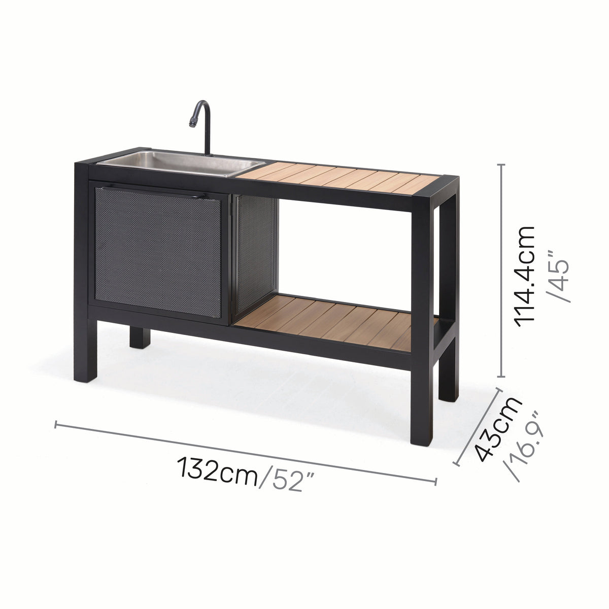 LifestyleGarden Panama Dark Aluminum Outdoor Kitchen Cart