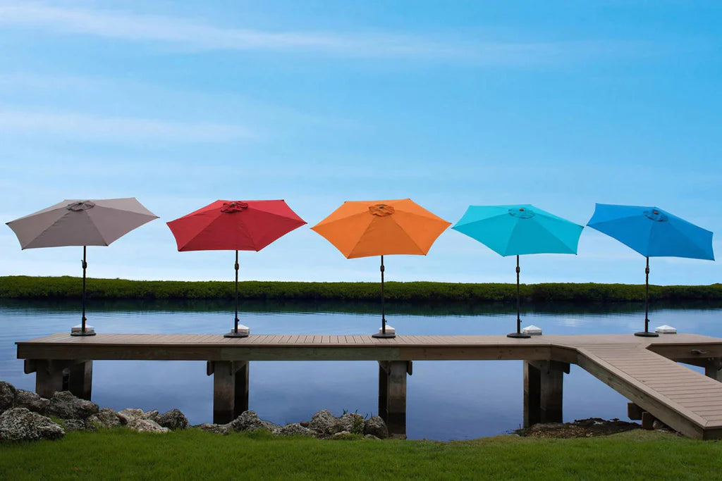 Patio Outdoor Backyard Panama Jack 9ft Diameter Aluminum Crank Umbrella Orange Fabric PJO-6001-ORG