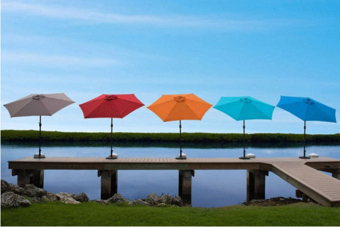 Outdoor Patio Backyard Panama Jack 9ft Diameter Aluminum Crank Umbrella Red Fabric PJO-6001-RED
