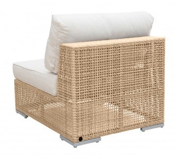 Panama Jack Austin Collection Armless Chair with Outdoor Off-White Fabric PJO-3801-NAT-A