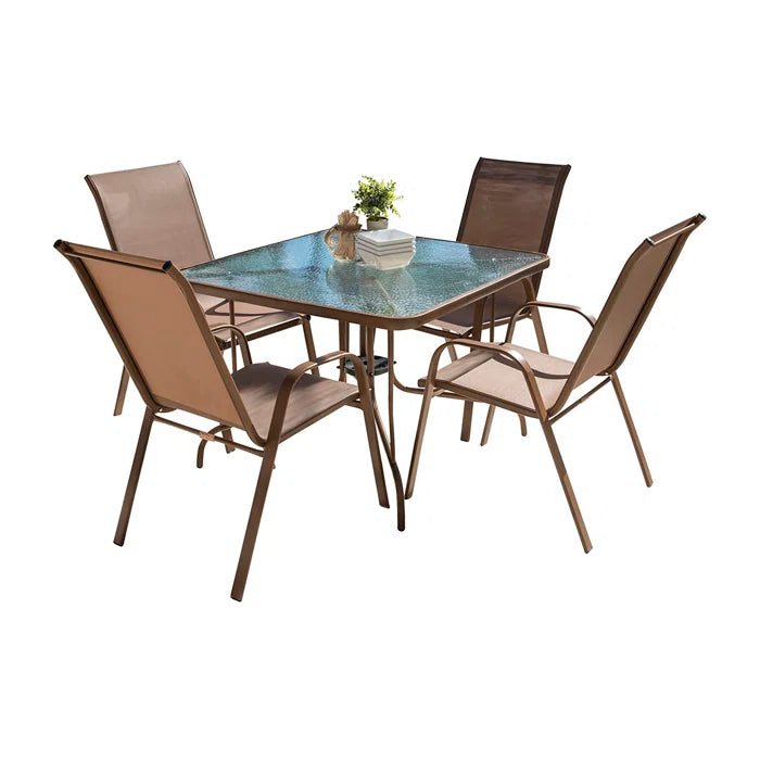 Panama Jack Café Collection 40" Square Dining Table With Hammered Tempered Glass 40 x 40 x 29 | PJO-9001-ESP-SQ