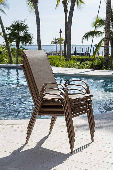 Patio Furniture Patio Chair Panama Jack Café Collection Stackable High-Back Sling Armchair | PJO-9001-ESP-HB