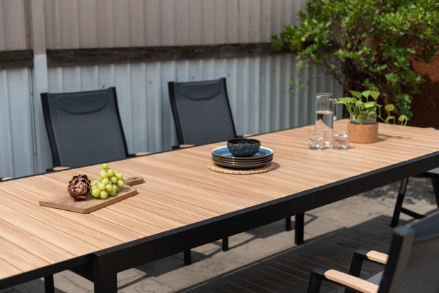 LifestyleGarden Panama Dark Aluminum Extendable Outdoor Dining Table