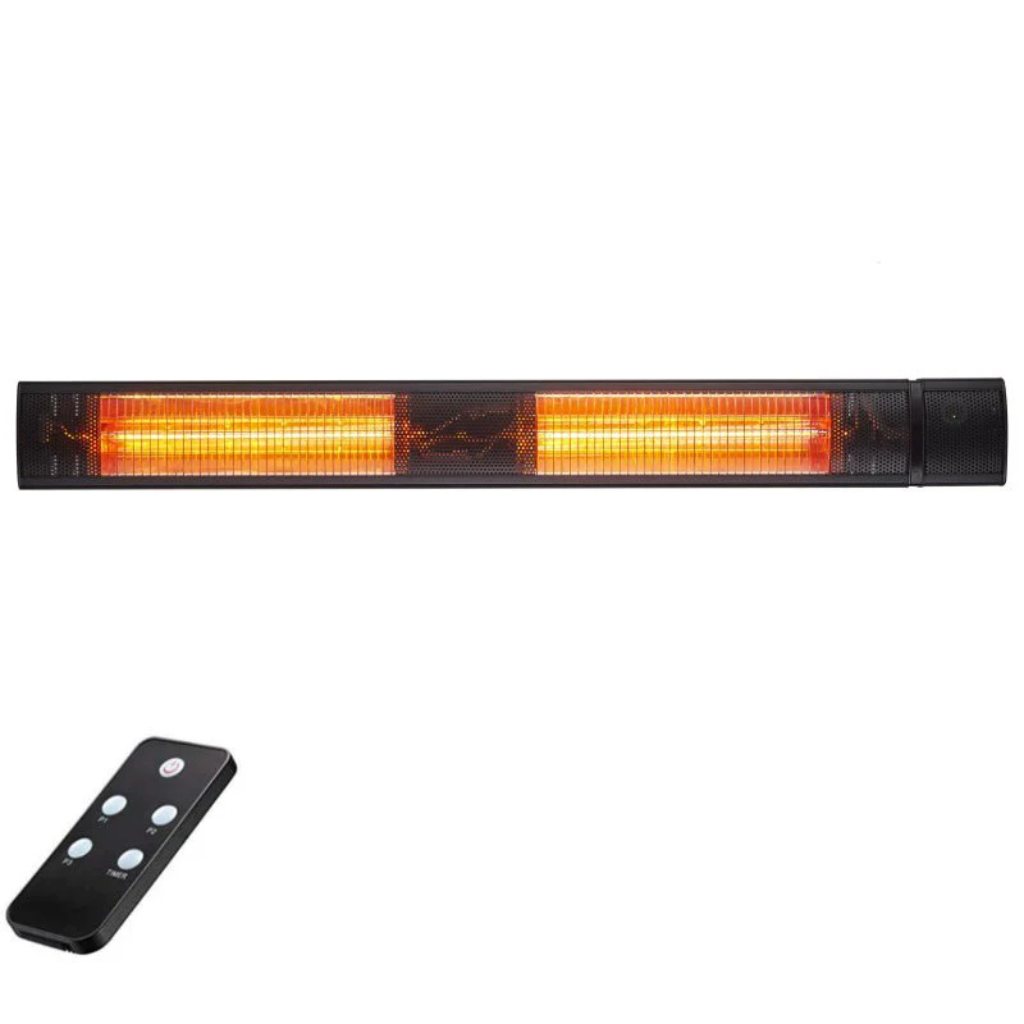 RADtec G30R 38-inch golden tube electric patio heater with sleek modern design for outdoor spaces.