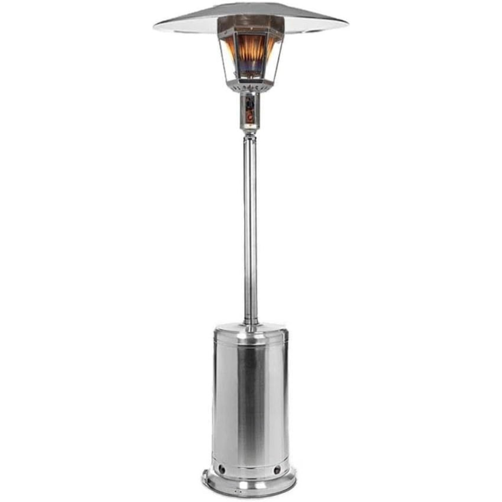 RADtec 96-inch stainless steel propane patio heater with real flame and 40,000 BTU output.