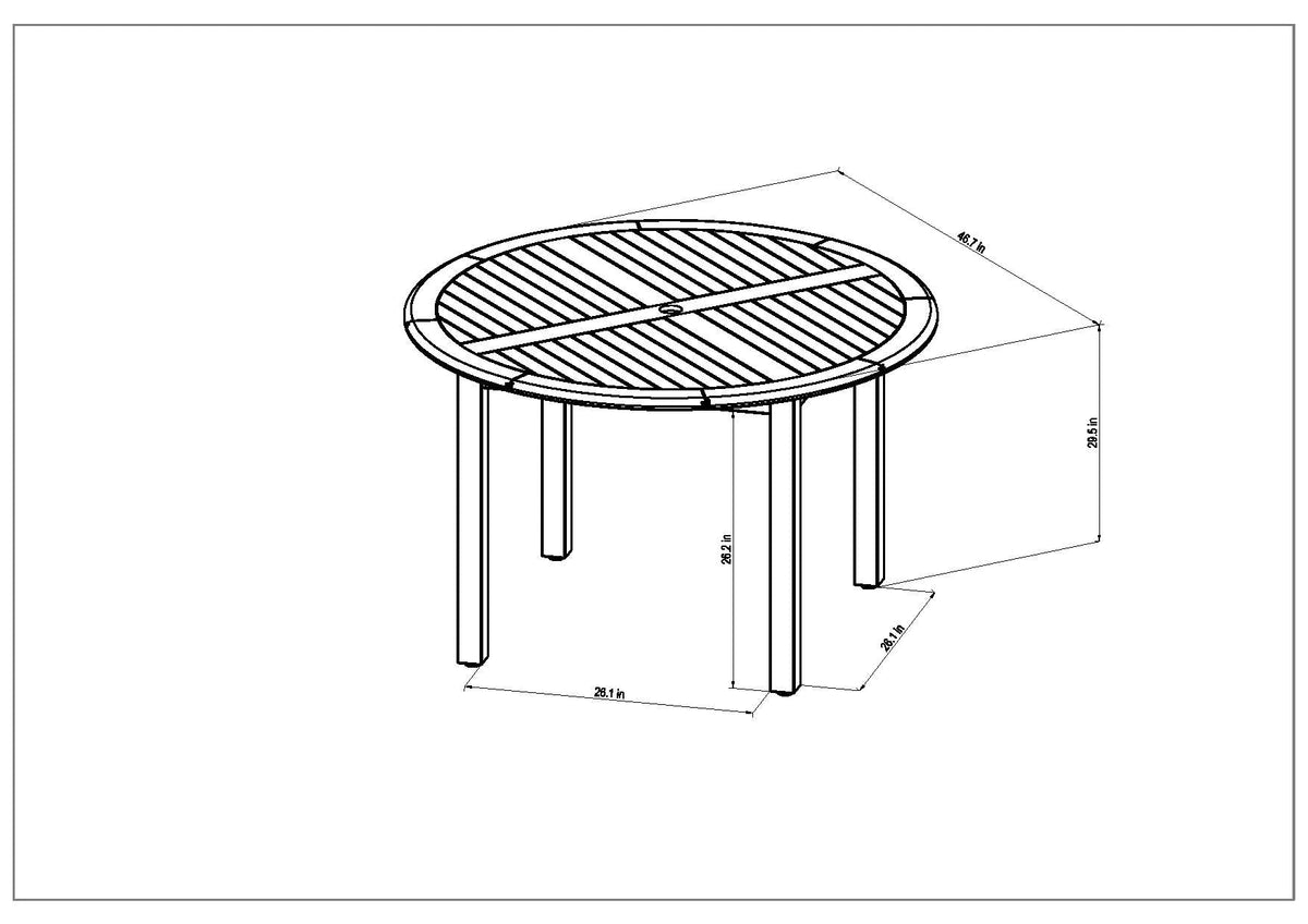 Amazonia Oldbury Eucalyptus Round Outdoor Dining Table, 47 Inch