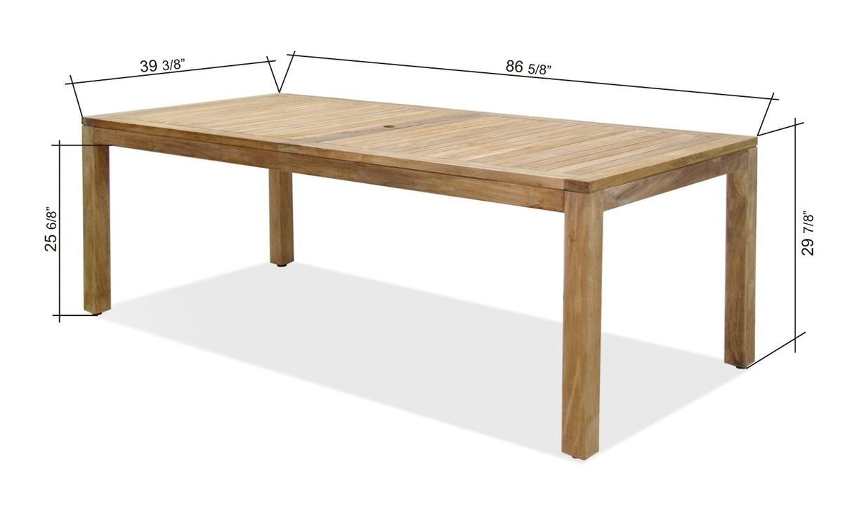 Amazonia Rinjani Teak Large Rectangular Outdoor Dining Table, 87 Inch