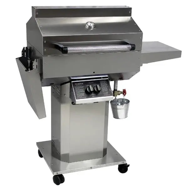 Phoenix Grills riveted stainless steel grill, propane, deluxe cart with locking casters, SDRIVDD-P