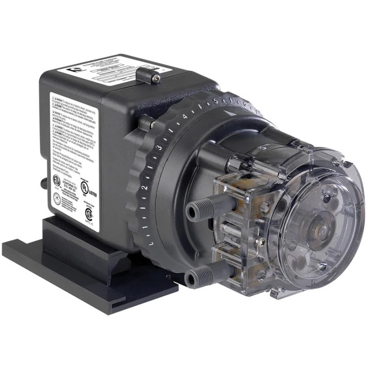 Stenner Peristaltic Injector Pump Low Pressure Adjustable 2.5-50 Gpd, 3/8 Tubing Connections, 110V, 25 Psi Discharge Pressure, Self Priming (Model# 45Mjl5A3S) | 45MJL5A4STAA