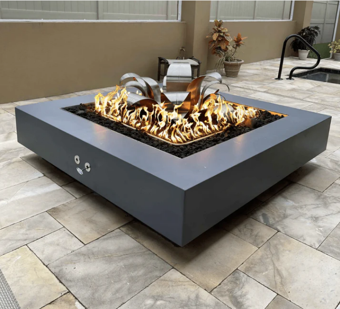 The Outdoor Plus 36" Square Cabo Outdoor Fire Pit - Copper - Match Lit - Natural Gas | OPT-CBSQ36CPR-NG