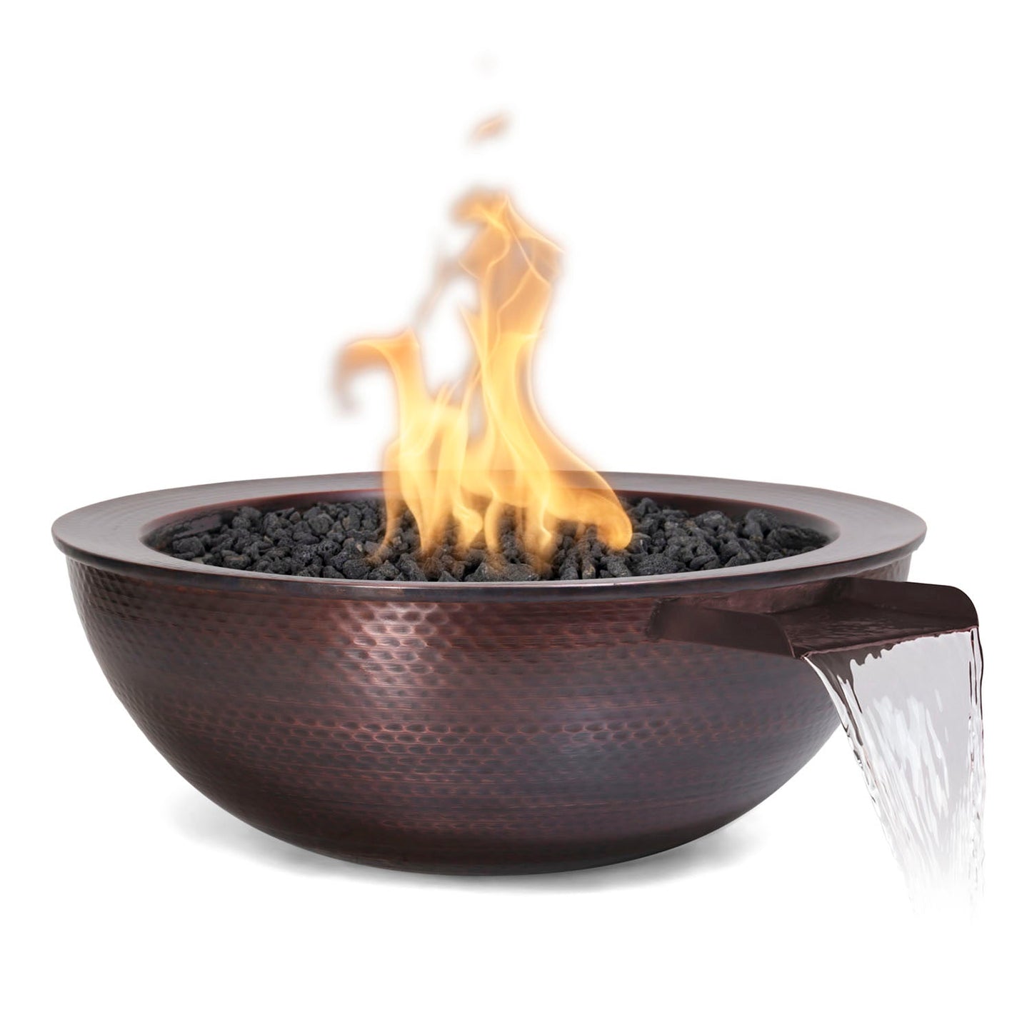 The Outdoor Plus Sedona Fire & Water Bowl, 27", Hammered Copper | OPT-27RCPRFW