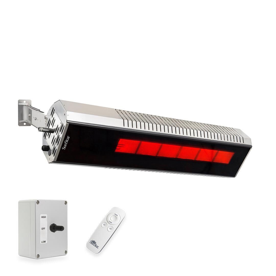 Sunstar N10 MGL1560 Natural Gas Marine Grade Stainless Sunstar Package: Two-Stage 35,000 To 24,000 BTU Infrared Heater With A 3-Way Position Switch, Wireless Remote, And Adjustable Mounting Kit