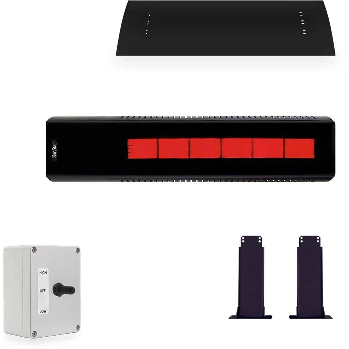 Sunstar N7 SGL0 Natural Gas Black Sunstar Package: Two-Stage 35,000 To 24,000 BTU Infrared Heater With A 3-Way Position Switch, Heat Shield And Fixed Mounting Kit