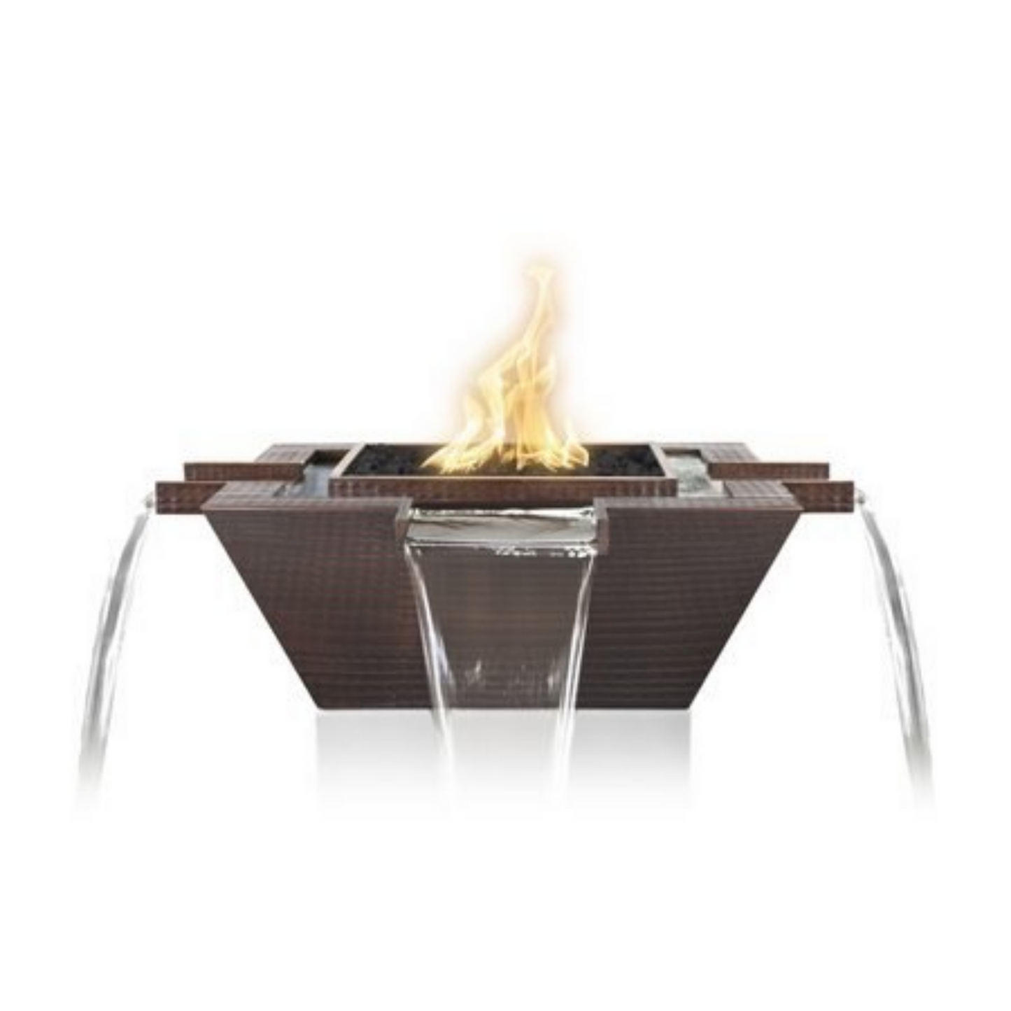The Outdoor Plus 30" Square Maya Outdoor Fire & Water Bowl - Copper - Match Lit - Natural Gas | OPT-30FW4W-NG
