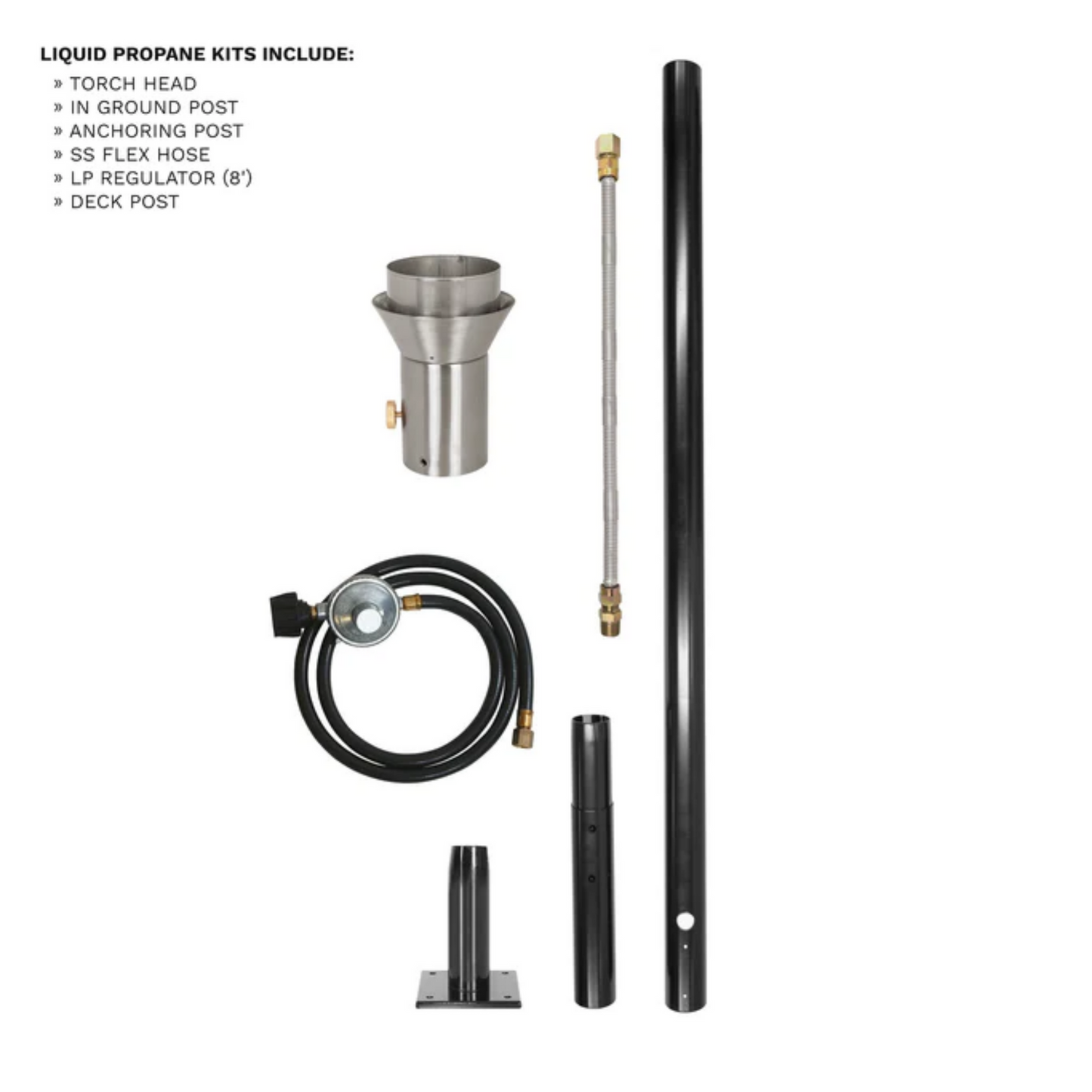 Backyard Tiki Torch The Outdoor Plus, Gothic Original TOP Torch & Post Complete - Stainless Steel - Natural Gas | OPT-TPK11NG
