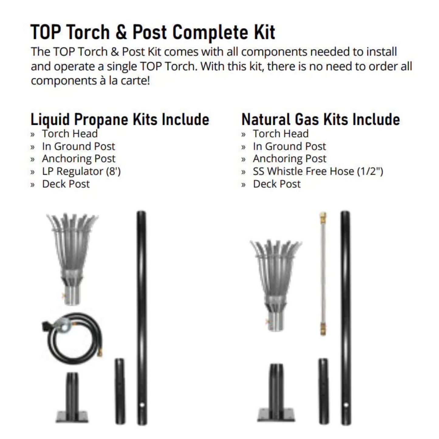 Backyard Tiki Torch The Outdoor Plus, Tropical Original TOP Torch & Post Complete - Stainless Steel - Liquid Propane | OPT-TPK13LP