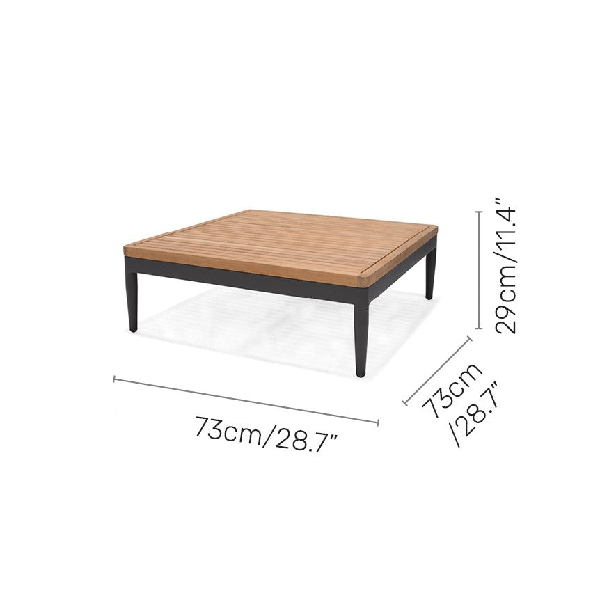 LifestyleGarden Topaz Teak and Aluminum Square Outdoor Coffee Table