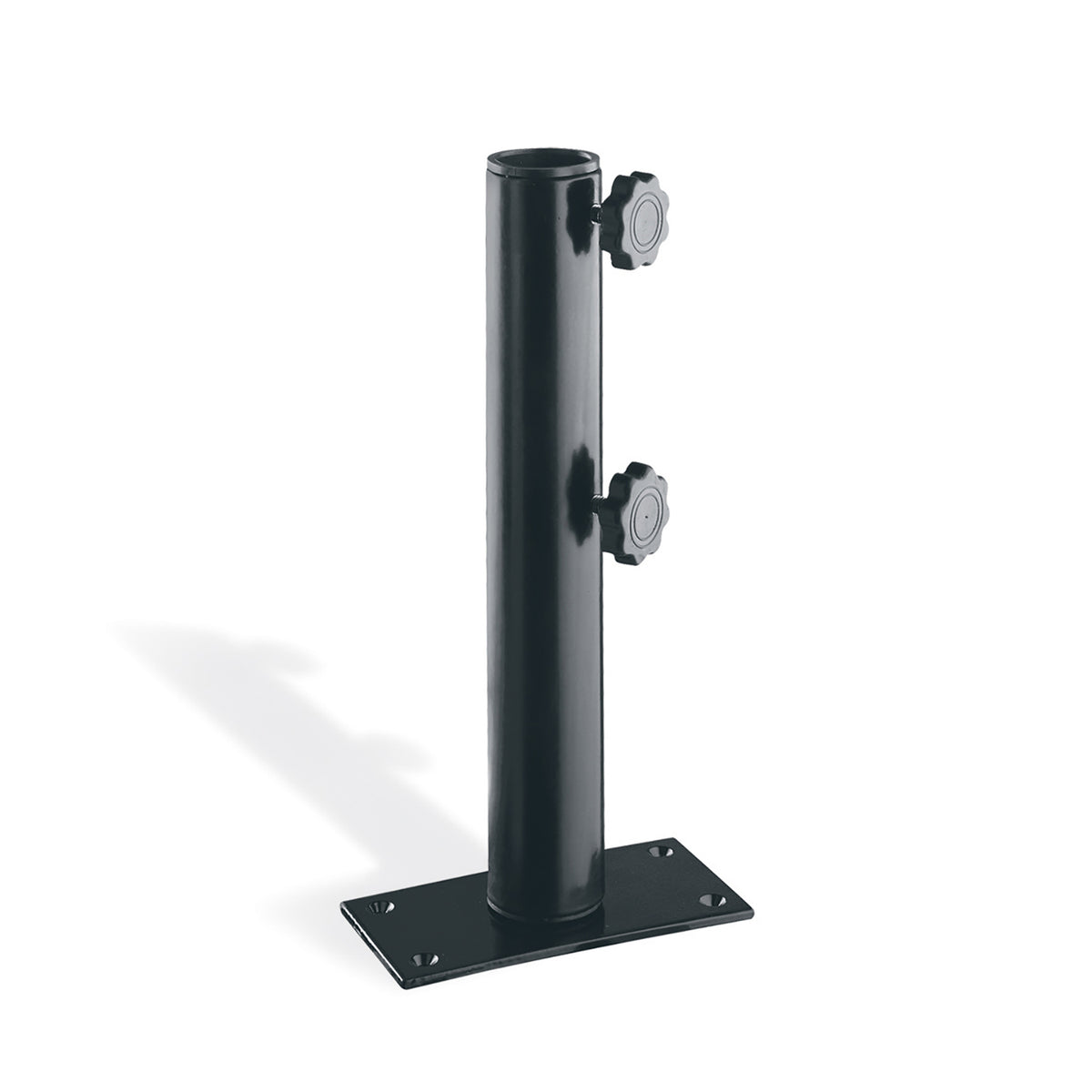 Market umbrella table clamp in a dark powder coated finish, shown against a plain background