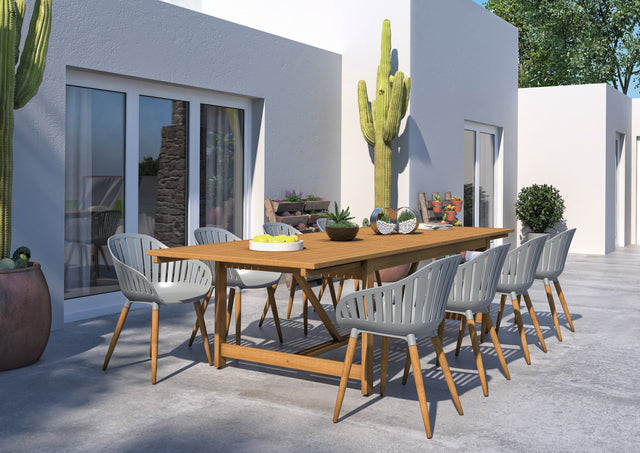 Amazonia Leyland 9 Piece Extendable Patio Dining Set, Gray Chairs