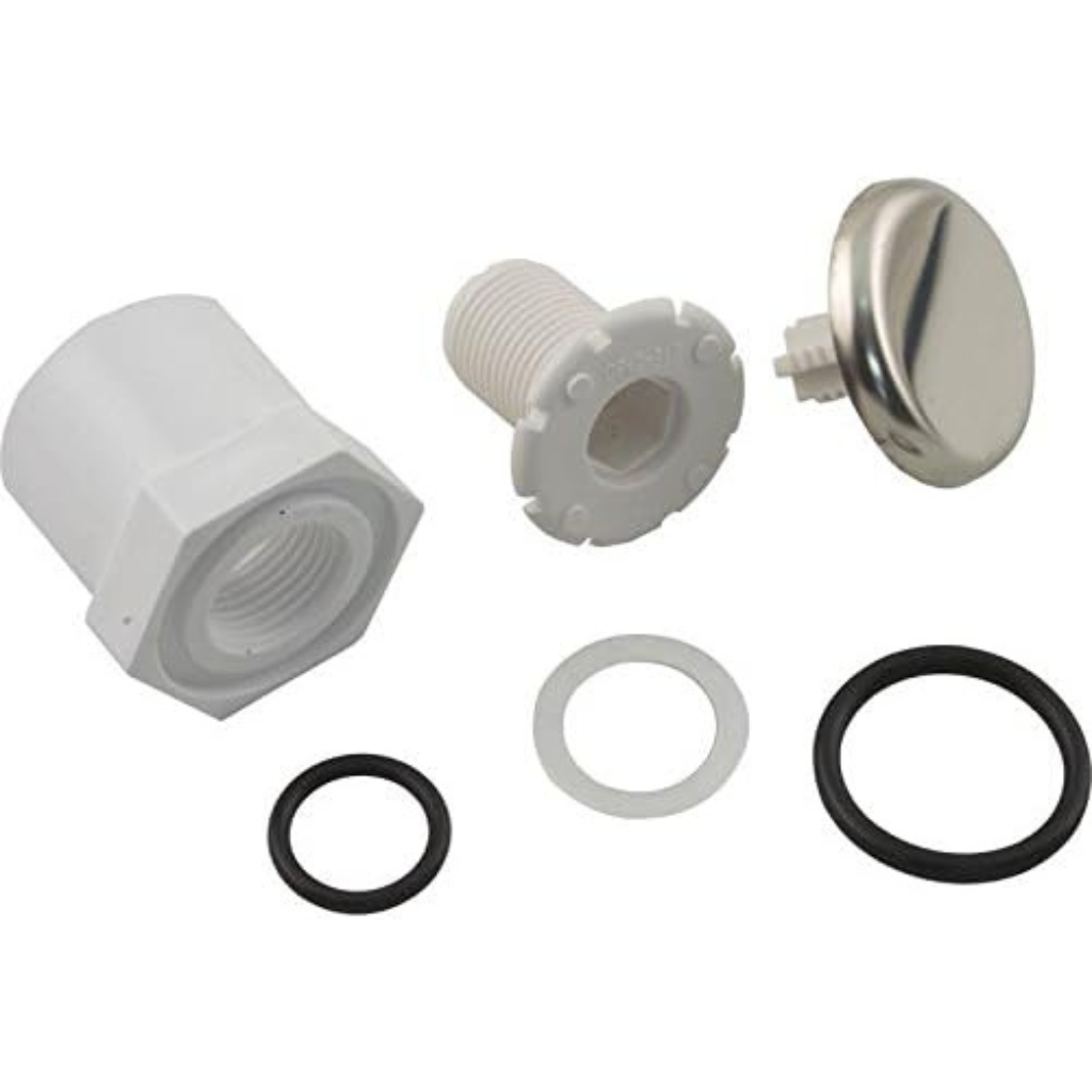 Low profile air injector adapter for pool systems, 1" spigot x 0.75" slip design.