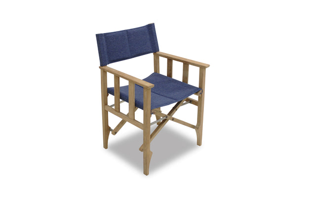 LifestyleGarden Zircon Teak Folding Director Chair, Blue Horizon