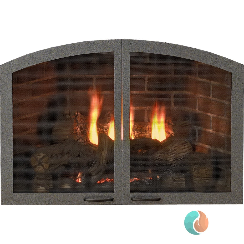 American Hearth Arch Door Set, Hammered Pewter, for VFD36 Firebox | VFR36SCHP
