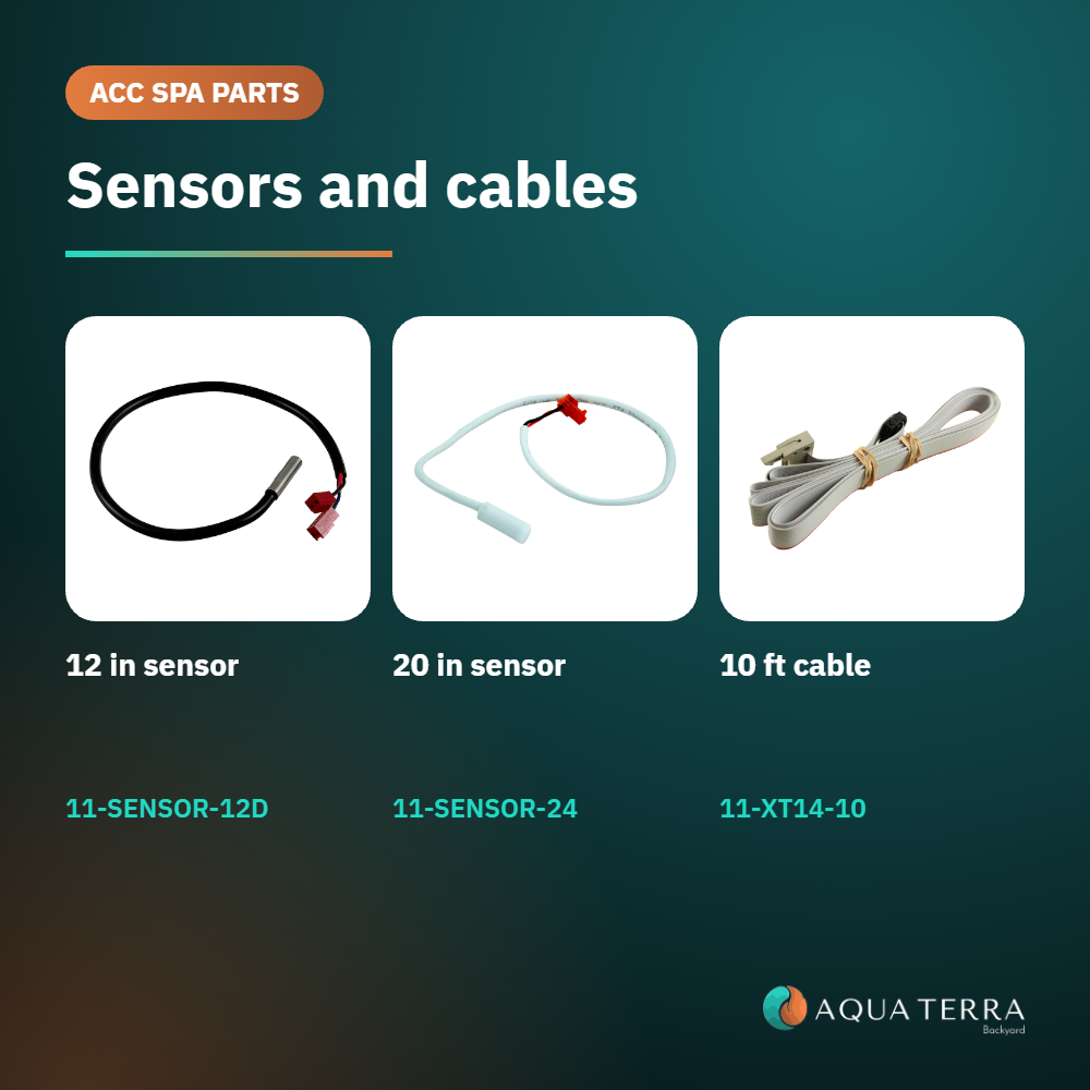 ACC 11-XT14-5 topside extension cable shown with the other ACC spa sensors and extension cables
