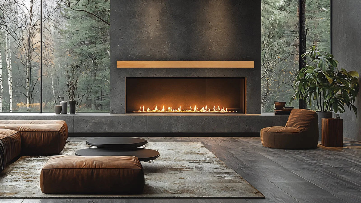Lexington Hearth Horizon mantel over a linear gas fireplace